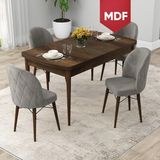 Canisa Concept Rut Serisi MDF Açılabilir 80X132 Barok Ahşap Desen Mutfak Masası Takımı ve 4 Sandalye - Gri