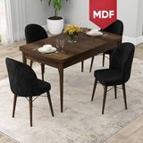 Canisa Concept Rut Serisi MDF Açılabilir 80X132 Barok Ahşap Desen Mutfak Masası Takımı ve 4 Sandalye - Siyah