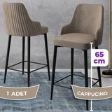 Canisa Concept Tera Serisi, Mutfak Bar Sandalyesi, Babyface Kumaş, Siyah Metal Ayak 1 Adet Sandalye - Cappuccino - Ayaklar Siyah