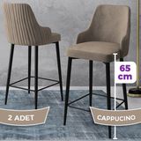 Canisa Concept Tera Serisi, Mutfak Bar Sandalyesi, Babyface Kumaş, Siyah Metal Ayak 2 Adet Sandalye - Cappuccino - Ayaklar Siyah