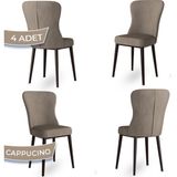 Canisa Concept Tita Serisi 4 Adet Mutfak Sandalyesi Metal Kahve Ayaklı 1. Sınıf Babyface Kumaş - Cappucino