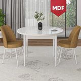 Canisa Concept Tor Serisi MDF Yuvarlak Beyaz Mutfak Masa Takımı ve 2 Sandalye - Cappucino