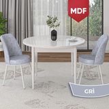 Canisa Concept Tor Serisi MDF Yuvarlak Beyaz Mutfak Masa Takımı ve 2 Sandalye - Gri