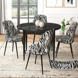 Canisa Concept Tor Serisi, Yuvarlak Mutfak Masa Takımı, Siyah Mermer Desen Masa ve 4 Sandalye - 90 x 90 cm - Siyah - Beyaz