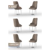 Canisa Concept Trex Serisi 1.Sınıf Babyface Kumaş Beyaz Metal Ayak 6 Adet Cappucino Sandalye