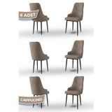 Canisa Concept Trex Serisi 1.Sınıf Babyface Kumaş Kahve Metal Ayak 6 Adet Cappucino Sandalye