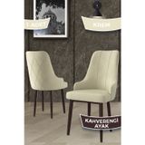 Canisa Concept Trex Serisi 1.Sınıf Babyface Kumaş Sandalye Kahve Metal Ayak 1 Adet Krem Sandalye