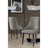 Canisa Concept Trex Serisi Babyface Kumaş Gri Sandalye, Siyah Metal Ayak, 1 Adet