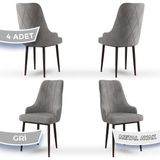 Canisa Concept Trex Serisi Babyface Kumaş Kahve Metal Ayak 4 Adet Sandalye - Gri