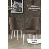 Canisa Concept Trex Serisi Babyface Kumaş Kahve Sandalye, Beyaz Metal Ayak, 1 Adet