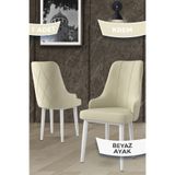 Canisa Concept Trex Serisi Babyface Kumaş Krem Sandalye, Beyaz Metal Ayak
