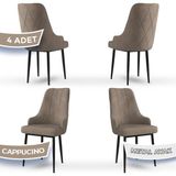 Canisa Concept Trex Serisi Babyface Kumaş Siyah Metal Ayak 4 Adet Sandalye - Cappucino