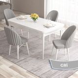 Canisa Concept Ves Serisi 80X132 Mdf Açılabilir Beyaz Mutfak Masa Takımı 4 Sandalye - Gri