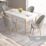 Canisa Concept Ves Serisi 80X132 Mdf Beyaz Mutfak Masa Takımı Doğal Ahşap Ayak Beyaz Kafes 4 Sandalye - Gri
