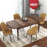 Canisa Concept Via Serisi MDF Barok Ahşap Desen Açılabilir 80X132 Mutfak Masa Takımı 4 Adet Sandalye - Cappucino