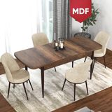 Canisa Concept Via Serisi MDF Barok Ahşap Desen Açılabilir 80X132 Mutfak Masa Takımı 4 Adet Sandalye - Krem