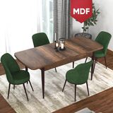 Canisa Concept Via Serisi MDF Barok Ahşap Desen Açılabilir 80X132 Mutfak Masa Takımı 4 Adet Sandalye - Yeşil