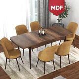 Canisa Concept Via Serisi MDF Barok Ahşap Desen Açılabilir 80X132 Mutfak Masa Takımı 6 Adet Sandalye - Cappucino
