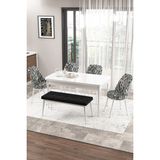 Canisa Concept Zen Serisi 80x132 CM Benchli Açılabilir Beyaz Siyah Mdf Mutfak Masası Takımı