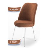 Canisa Dexa Serisi Mutfak Sandalyesi, 6 Adet, Kiremit, Metal Beyaz Iskelet