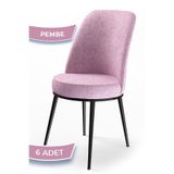 Canisa Dexa Serisi Mutfak Sandalyesi, 6 Adet, Pembe, Metal Siyah Iskelet