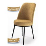 Canisa Dexa Serisi, Üst Kalite Mutfak Sandalyesi, 6 Adet Cappucino Sandalye, Metal Siyah Iskeletli