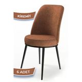 Canisa Dexa Serisi, Üst Kalite Mutfak Sandalyesi, 6 Adet Kiremit Sandalye, Metal Siyah Iskeletli