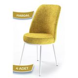 Canisa Dexa Serisi, Üst Kalite Mutfak Sandalyesi, Hardal Sandalye, Metal Siyah Iskeletli