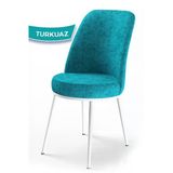 Canisa Dexa Serisi, Üst Kalite Mutfak Sandalyesi, Turkuaz Sandalye, Metal Beyaz Iskeletli