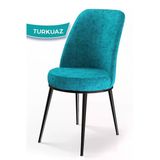 Canisa Dexa Serisi, Üst Kalite Mutfak Sandalyesi, Turkuaz Sandalye, Metal Siyah Iskeletli