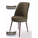 Canisa Dexa Serisi, Üst Kalite Mutfak Sandalyesi,4 Adet Kahve Sandalye, Metal Kahverengi Iskeletli