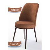 Canisa Dexa Serisi, Üst Kalite Mutfak Sandalyesi,4 Adet Kiremit Sandalye, Metal Kahverengi Iskeletli