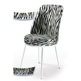 Canisa Dexa Serisi, Üst Kalite Mutfak Sandalyesi,4 Adet Zebra Desen Sandalye, Metal Beyaz Iskeletli