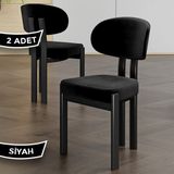 Canisa Dore Serisi 2 Adet Siyah Babyface Kumaş Siyah Metal Iskeletli Mutfak Sandalyesi