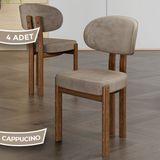 Canisa Dore Serisi 4 Adet Cappucino Babyface Kumaş Metal Ahşap Görünümlü Kaplama Mutfak Sandalyesi