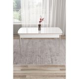 Canisa Edaf Serisi 80x133 cm Açılabilir Beyaz Mutfak Masası, Krom Ayak