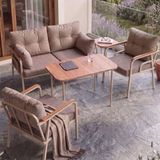Canisa Ekon Serisi 1. Sınf 2+1+1 ve 1 Adet Orta Sehpa 2 Yastıklı Cappucino Iskeletli Bahçe Balkon Oturma Koltuk Takımı - 4102