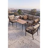 Canisa Ekon Serisi 1. Sınf 3+1+1 Ve 1 Adet Orta Sehpa 2 Yastıklı Cappucino Bahçe Balkon Oturma Koltuk Takımı Kahverengi