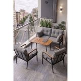 Canisa Ekon Serisi 1. Sınıf 2+1+1 Gri Bahçe Balkon Oturma Koltuk Takımı,