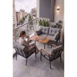 Canisa Ekon Serisi 1. Sınıf 2+1+1 ve 1 Adet Orta Sehpa Gri Bahçe Balkon Oturma Koltuk Takımı