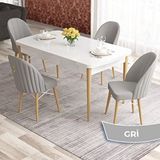 Canisa Elf Serisi 80x132 Açılabilir Beyaz Doğal Ahşap Ayak Masa Takımı ve 4 Adet Gri Sandalye