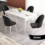 Canisa Elf Serisi 80x132 Açılabilir Beyaz Masa Takımı ve 4 Adet Siyah Sandalye
