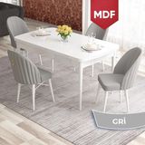 Canisa Elf Serisi 80X132 MDF Açılabilir Beyaz Mutfak Masa Takımı 4 Sandalye Gold Halkalı - Gri