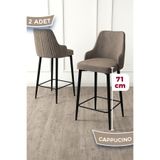 Canisa Enox Serisi 2 Adet Cappucino Bar Sandalyesi, Babyface Kumaş, Siyah Metal Ayak, 71 cm 21-ENOXSYH02