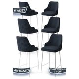Canisa Enox Serisi 6 Adet Antrasit 1. Sınıf Babyface Kumaş Beyaz Metal Ayaklı Bar Sandalyesi