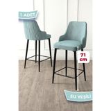 Canisa Enox Serisi Su Yeşili Bar Sandalyesi, Babyface Kumaş, Siyah Metal Ayak, 71 cm