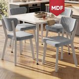 Canisa Estro Serisi Mdf Sabit 90X90 Beyaz Mutfak Masası Takımı 4 Adet Gri Sandalye