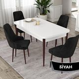 Canisa Eta Serisi 80x132 Açılabilir Mdf Beyaz Ceviz Ayak Masa Takımı ve 4 Adet Siyah Sandalye