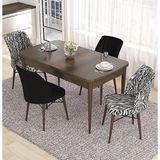 Canisa Eva Serisi, 80x132 Açılabilir MDF Barok Ahşap Desen Mutfak Masası ve 2 Siyah 2 Zebra Sandalye