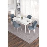 Canisa Eva Serisi 80x132 Açılabilir Mdf Mutfak Masası Takımı Beyaz Masa 4 Gri Sandalye